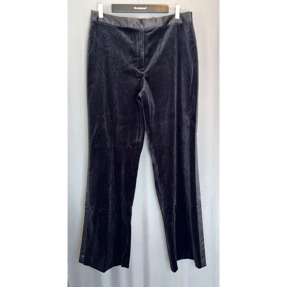 Vtg 90s Bloomingdales Velvet Tuxedo Stripe Wide Leg Pants Sz 12 Black Luxe Party